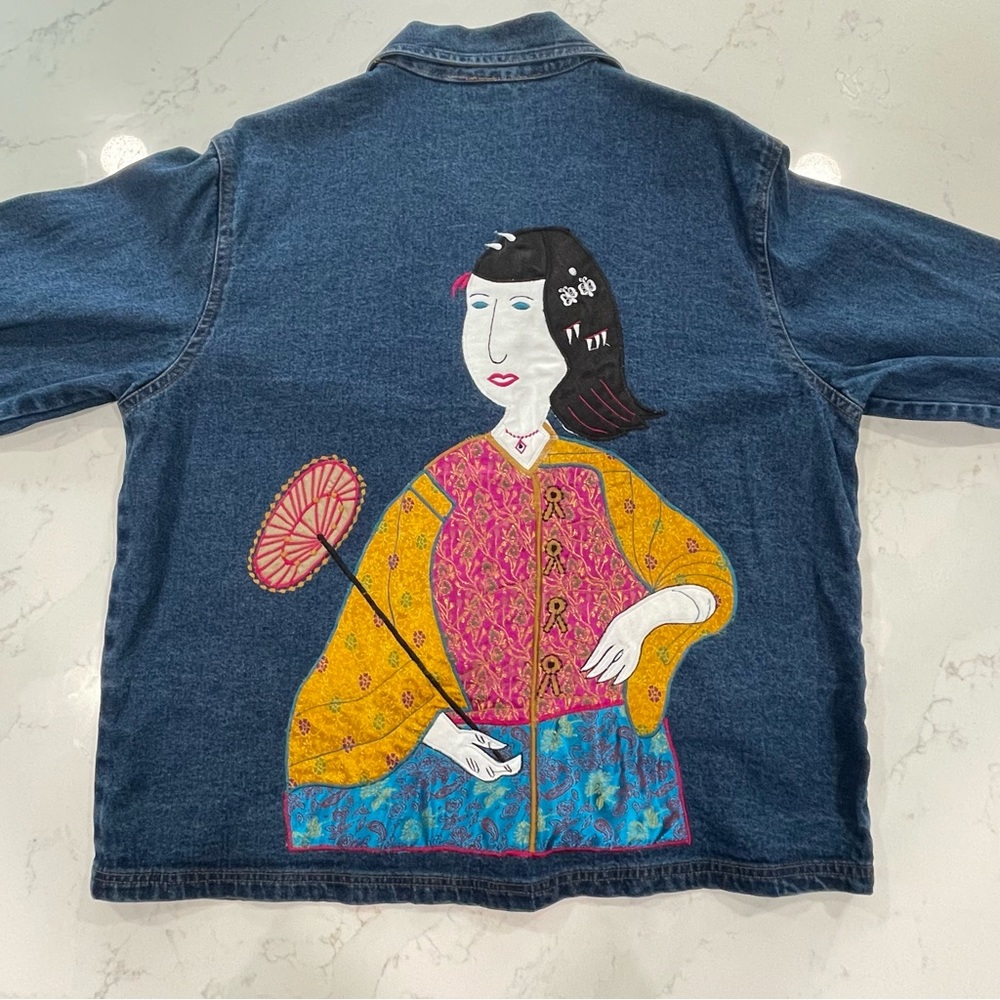 Wearable Art - Vintage S Collection Plus NWT Denim Jacket - Asian Embroidery 1X